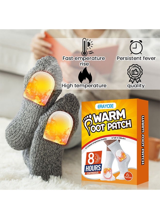 ERAYCEE Warm Foot Patch, 6PCS Foot Heating Patch, Up To 8 Hours Of Heat Long Lasting, Adhesive And Safe Heat Patch, Feet Warmers For Outdoor Activities Skiing Hiking, Heating Winter For On-The-Go Warmth, Warmer - Image 3